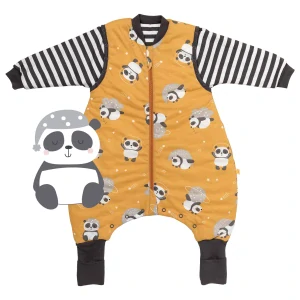 CELOROČNÝ PROTISKLZOVÝ spací vak s odopínateľnými rukávmi „DUPAČKY“ 100% BAVLNA Panda 70cm